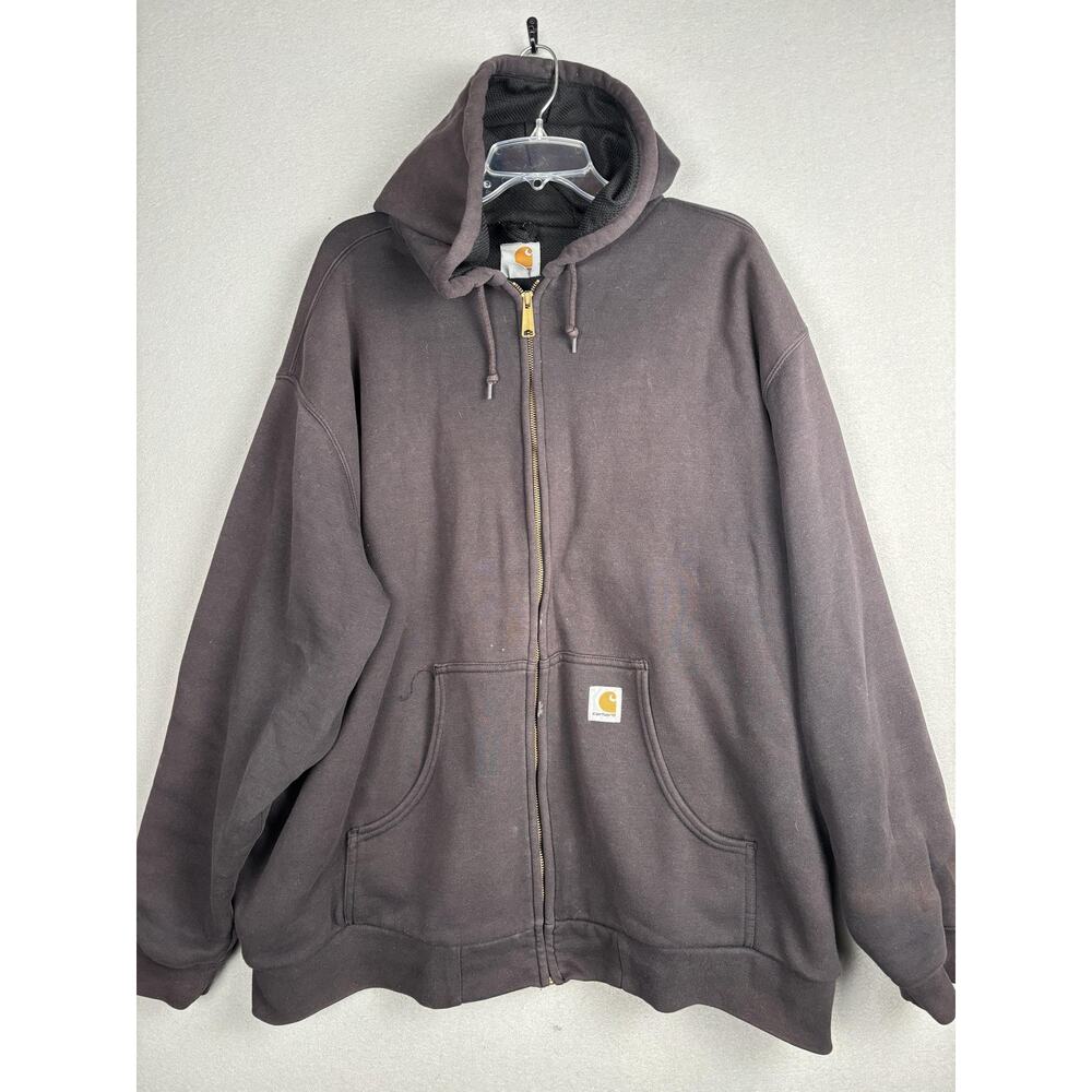 Carhartt Hoodie Mens 3XL Black Full Zip Hooded Sweatshirt Workwear Heavyweight